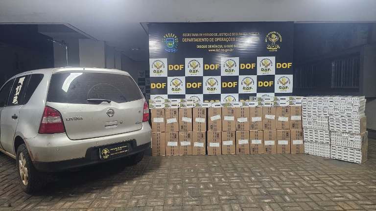 DOF apreende veículo com 1,5 mil pacotes de cigarros paraguaios
