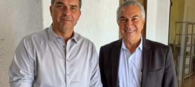 Flávio Bolsonaro se encontra com Reinaldo e elogia força das alianças do PL-MS