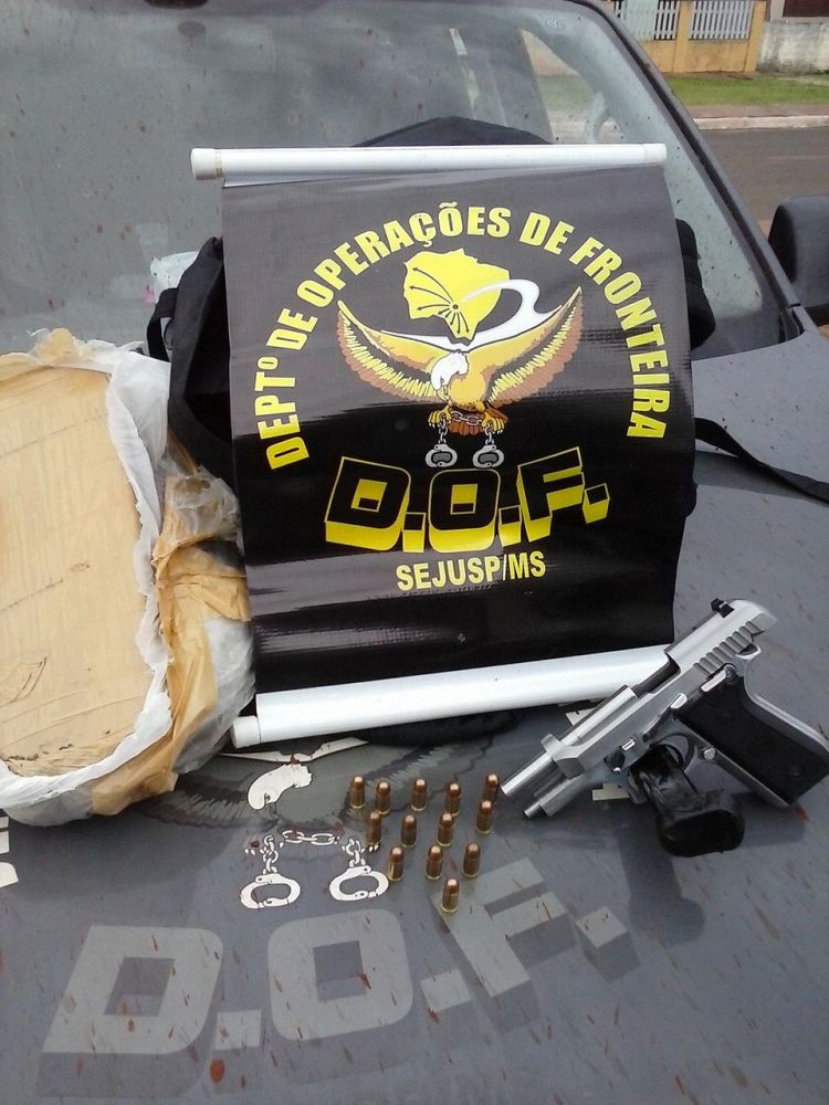 DOF apreende arma, munição e droga na Fronteira com o Paraguai