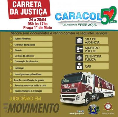 Carreta da Justiça leva serviços a Caracol nesta segunda-feira
