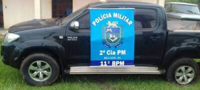 Polícia Militar de Bela Vista recupera caminhonete roubada.