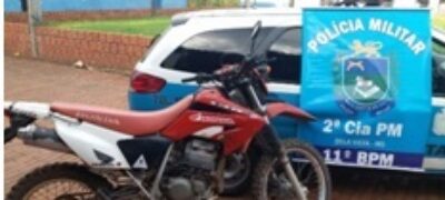 Em Bela Vista, PM recupera motocicleta roubada