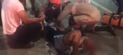 Militar do Exército bate moto contra Hilux e tem a perna dilacerada
