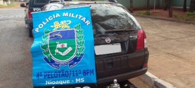 Polícia Militar de Nioaque apreende veículo com placas adulteradas e conduz dois homens à Delegacia
