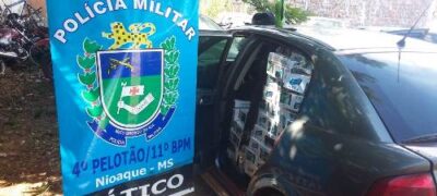 Força Tática da Polícia Militar de Nioaque apreende 2124 maços de cigarros durante abordagem