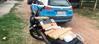 PM de Porto Murtinho realiza acompanhamento tático de motociclista e apreende 7 Kg de maconha