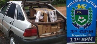 Polícia Militar apreende 237 pacotes de cigarros contrabandeados, durante abordagem no distrito de Boqueirão