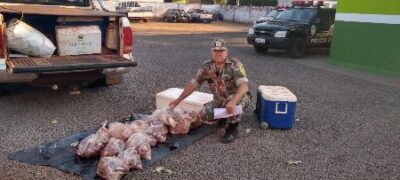 PMA prende e autua homem com 87 kg de carne de animais silvestres abatidos com arma de fogo