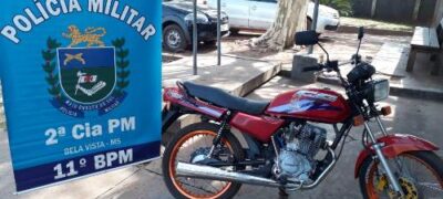Polícia Militar em Bela Vista apreende motocicleta com Sinais Identificadores de Veículo Automotor Adulterados