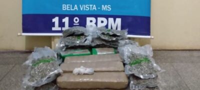 Polícia Militar em Bela Vista apreende quase 12 kg de entorpecentes em ônibus