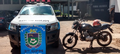 PM do distrito de Boqueirão recupera, em pouco tempo, motocicleta que havia sido furtada em Jardim