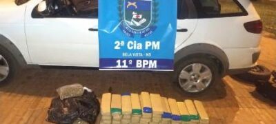 Polícia Militar em Bela Vista apreende 61,5 kg de maconha e recupera veículo furtado