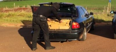 Honda Civic com mais de 300 quilos de maconha foi apreendido pelo DOF durante a Operação Hórus
