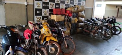 Nove motocicletas foram apreendidas pelo DOF carregadas com quase uma tonelada de maconha durante a Operação Hórus