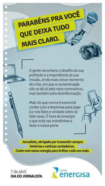 Jornalista, toda energia positiva para você neste dia!