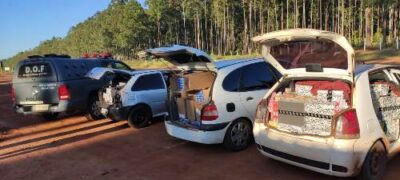 Três veículos com produtos contrabandeados do Paraguai foram apreendidos pelo DOF durante a Operação Hórus