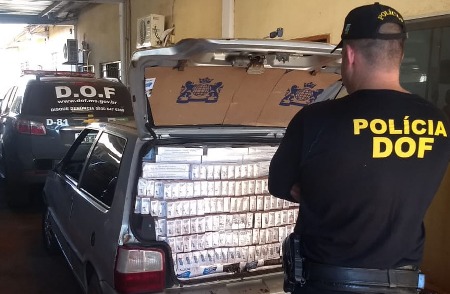 Veículo carregado com 1.800 pacotes de cigarros contrabandeados foi apreendido pelo DOF durante a Operação Hórus