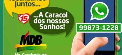 MDB de Caracol cria canal no whatsapp para ouvir reivindicações da comunidade 