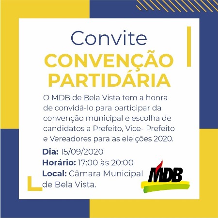 MDB realiza convenção amanha em Bela Vista
