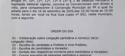 PP de Bela Vista publica Edital de Convocação para Convenção Municipal