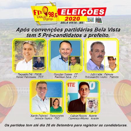 Com 5 pré-candidatos a prefeito em Bela Vista, partidos devem registrar candidaturas até dia 26