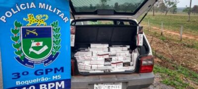Polícia Militar no Distrito do Boqueirão apreende pacotes de cigarros de origem paraguaia