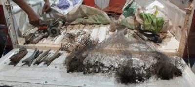 Polícia Militar Ambiental de Bela Vista surpreende dois pescadores com petrechos ilegais de pesca no rio Perdido em Caracol