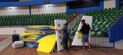 CBV inicia montagem de piso oficial no Guanandizão para a Supercopa de Vôlei