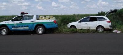 Polícia Militar Ambiental de Mundo Novo aprende veículo com 470 kg de drogas