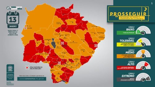 Bela Vista e mais 33 cidades de MS aparecem na bandeira vermelha do 1º Prosseguir de 2021