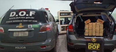 Dodge Journey carregado com mais de 50 quilos de pasta base de cocaína foi apreendido pelo DOF