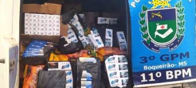 Polícia Militar apreende 900 pacotes de cigarros contrabandeados no distrito de Boqueirão