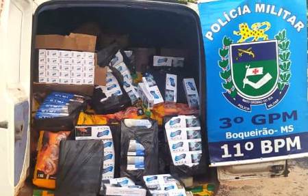 Polícia Militar apreende 900 pacotes de cigarros contrabandeados no distrito de Boqueirão