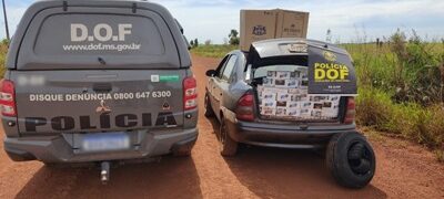 Veículo com cigarros e pneus contrabandeados do Paraguai foi apreendido pelo DOF durante a Operação Hórus