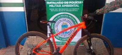 Polícia Militar Ambiental de Bela Vista recupera bicicleta que foi furtada, quando ladrão estava quase adentrando o Paraguai