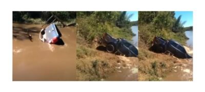 Vídeo: Caminhonete é “engolida” pelo rio Apa e resgate do veículo mobiliza populares