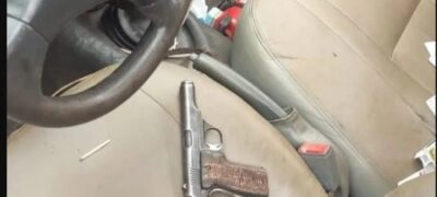 Pistola de criminosos que mataram pai e filho em MS é deixada para trás; suspeitos foram identificados