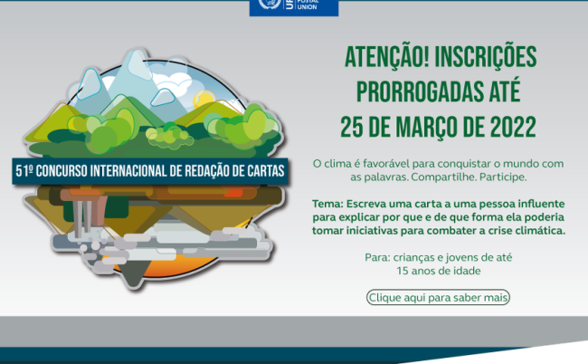 Inscrições para Concurso de Redação de Cartas são prorrogadas para o dia 25