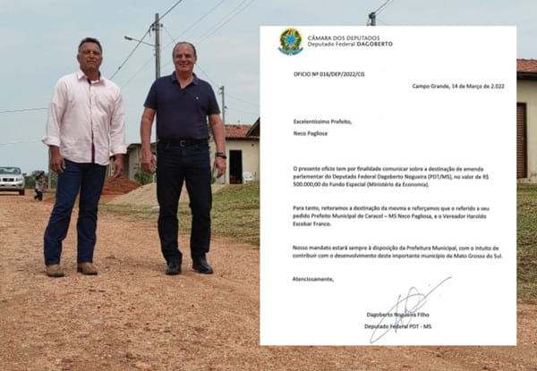 Deputado Dagoberto destina 500 mil para Caracol