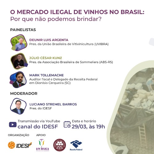 IDESF realiza live sobre o mercado ilegal de vinhos no Brasil