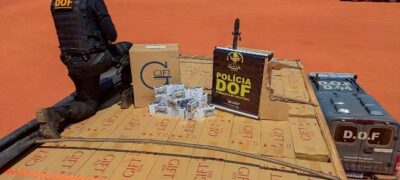 DOF apreende caminhão carregado com 45 mil pacotes de cigarros contrabandeados do Paraguai