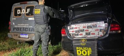 DOF apreende carro carregado com cigarro contrabandeado na MS-295 em Eldorado