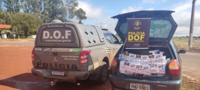 DOF apreende carro abarrotado com cigarro contrabandeado do Paraguai
