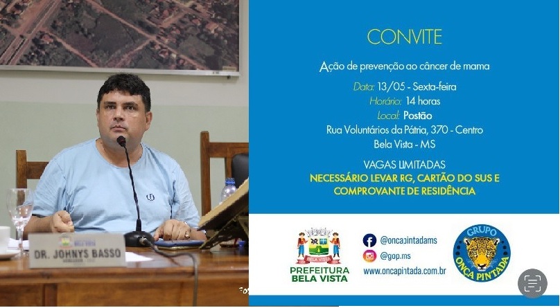 A pedido do vereador Johnys Basso, Ônibus Onça Pintada Atenderá mulheres em Bela Vista no dia 13 de maio  