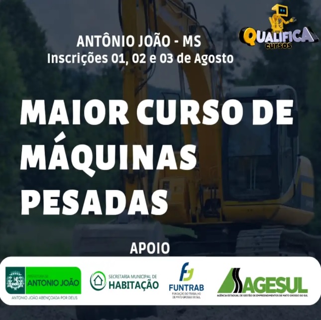 Em Antônio João, acontece maior curso de máquinas pesadas