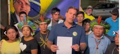 Indígenas declaram apoio a Contar que, em campanha pelo interior, pede votos para ele e para Bolsonaro