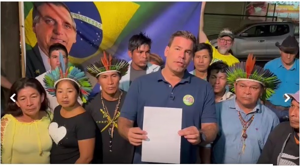 Indígenas declaram apoio a Contar que, em campanha pelo interior, pede votos para ele e para Bolsonaro
