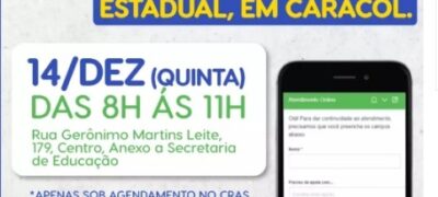 Defensoria Pública Estadual realiza atendimento On-line em Caracol no dia 14 de dezembro