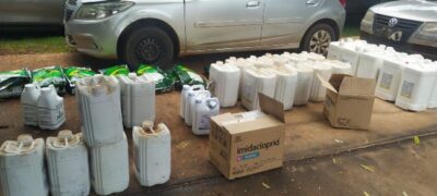 PMA de Campo Grande prende e autua infrator em R$ 20 mil por transporte ilegal de 545 litros e 150 kg de agrotóxicos
