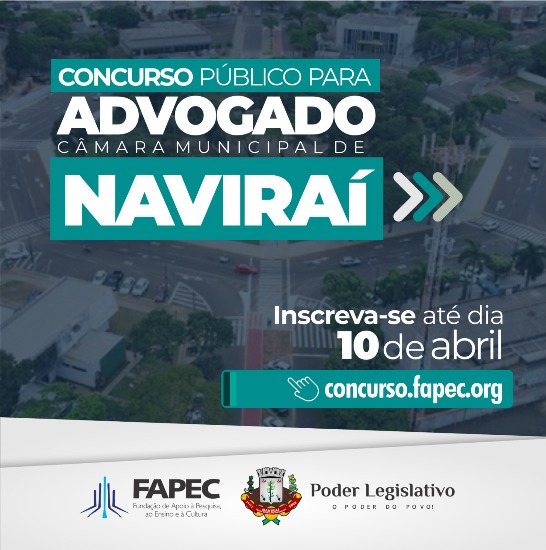 Câmara Municipal de Naviraí lança edital para selecionar advogado